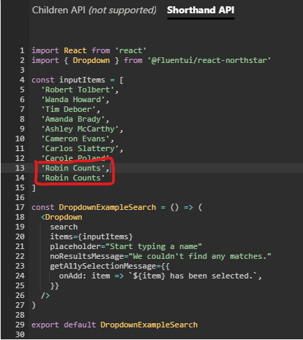 Search dropdown with duplicated items · Issue #18617 · microsoft ...