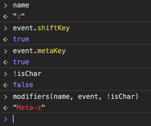 Console output