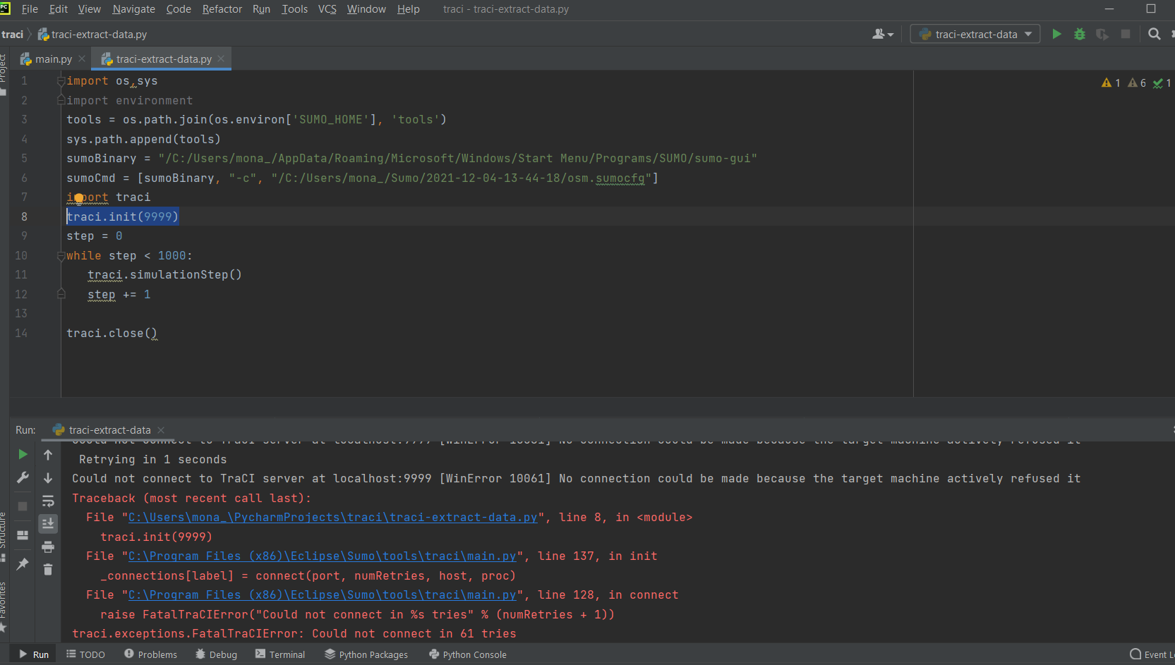 cannot connect to traci server · Issue #4686 · eclipse-sumo/sumo · GitHub
