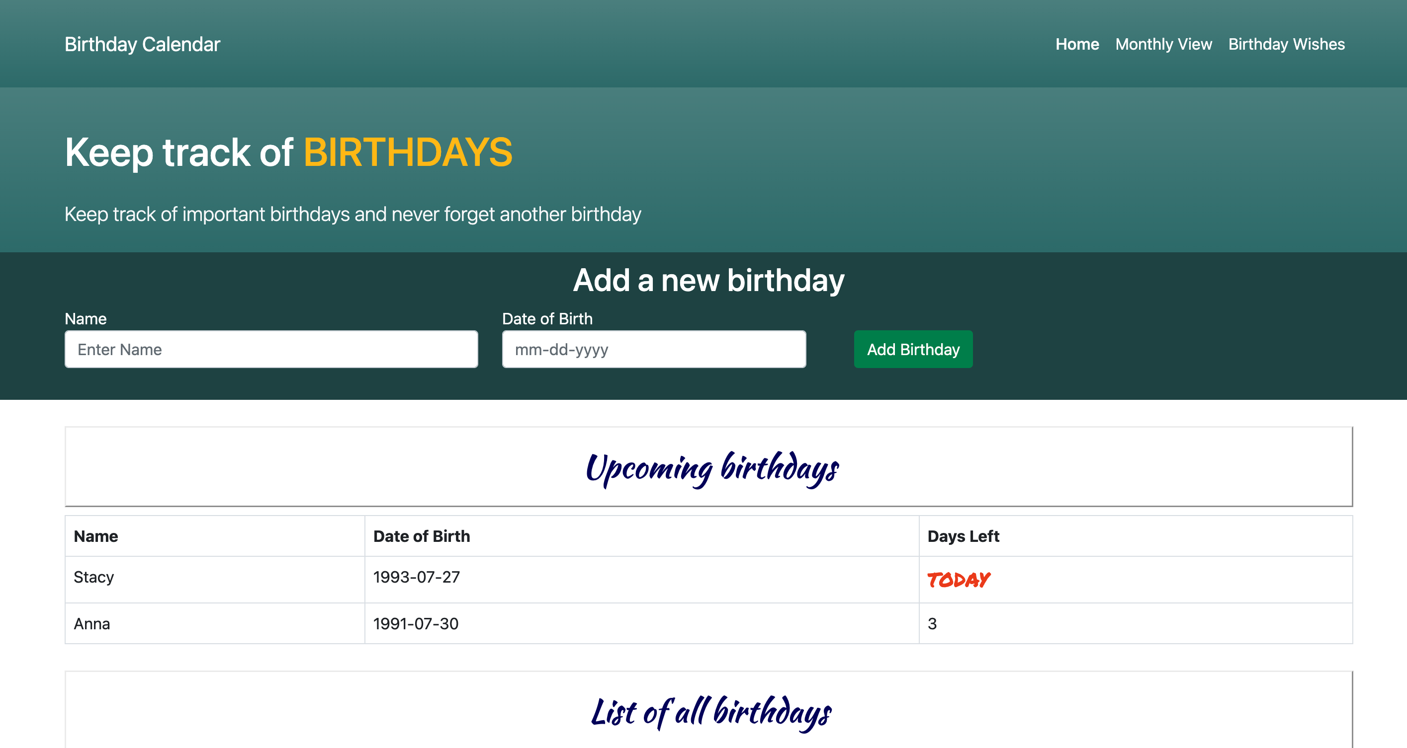 GitHub - BemaFisher/BirthdayTracker: A web application to track birthdays