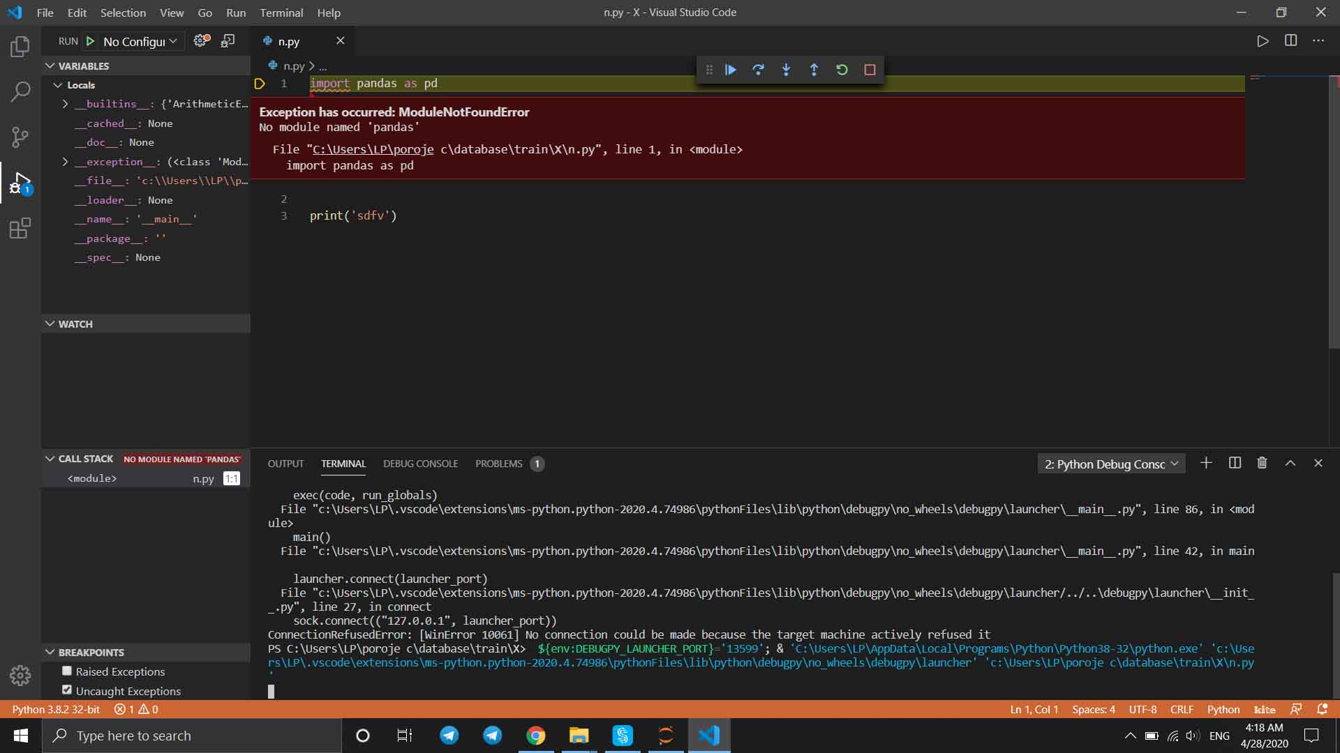 Exception Has Occurred: Modulenotfounderror No Module Named 'Cv2' · Issue  #11410 · Microsoft/Vscode-Python · Github