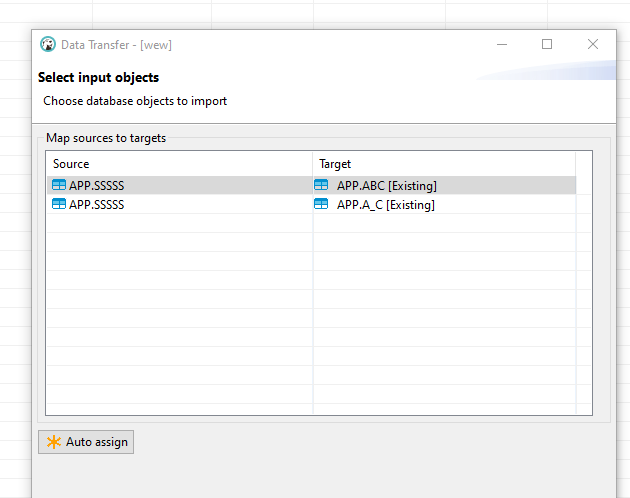 Source Vs Target Table Task creation: target tables become the same if the same source table ...