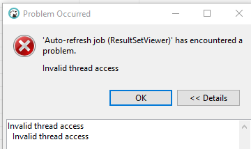 Invalid thread access is thrown if you click Cancel in save result ...
