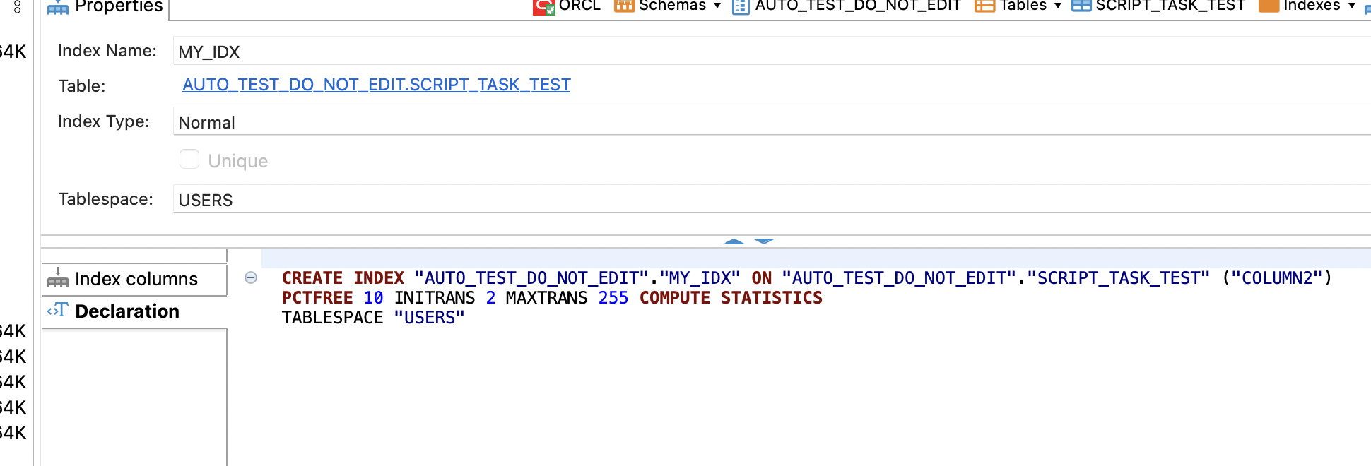 [Oracle] Problems with newly created table indexes · Issue #16710 ...