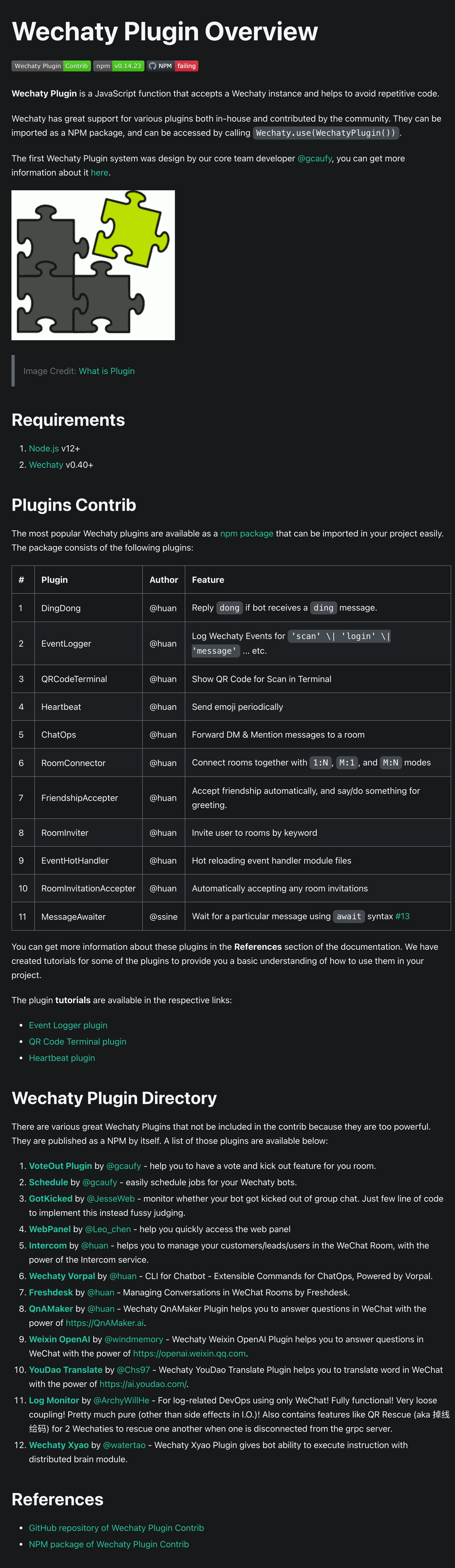 Update Wechaty Plugin Overview page under Tutorials by sbis04 · Pull ...