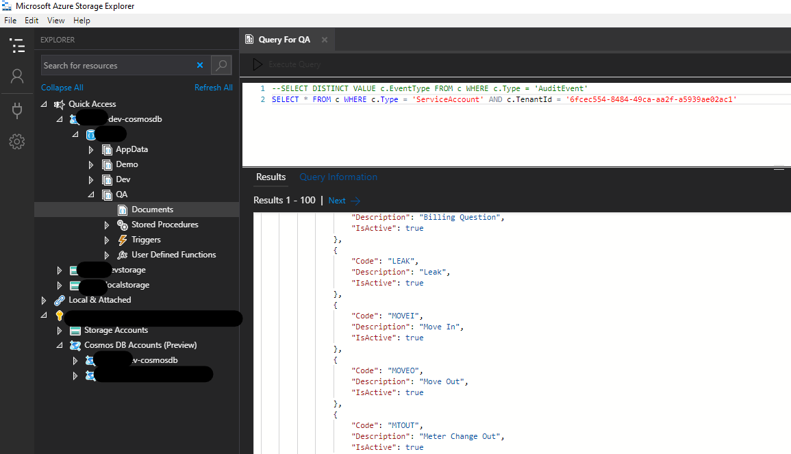 Cosmos DB query string syntax highlighting uses Light theme colors when ...