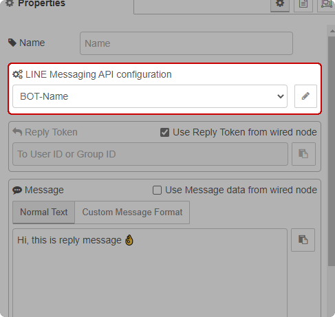 Integrated with each LINE Messaging API Configuration Node