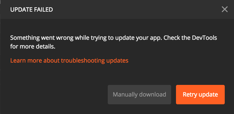 Update failed message when app is launched manually while updating ...