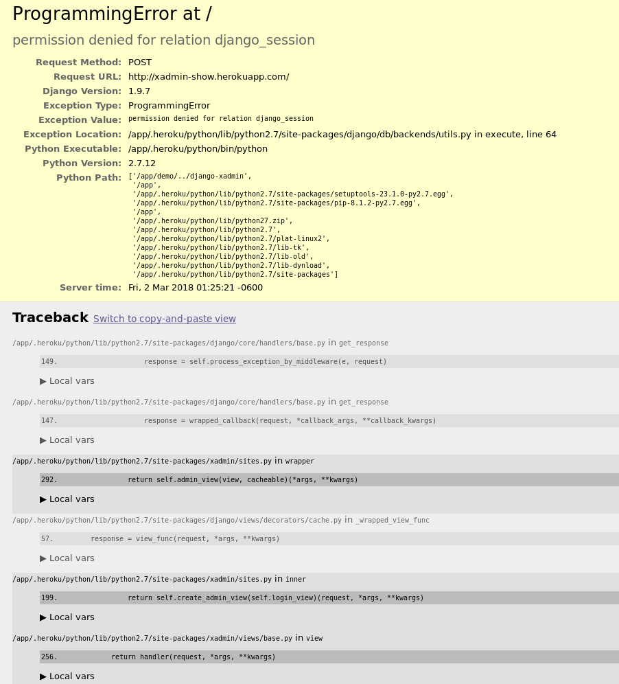 Demo doesn't work · Issue #526 · sshwsfc/xadmin · GitHub
