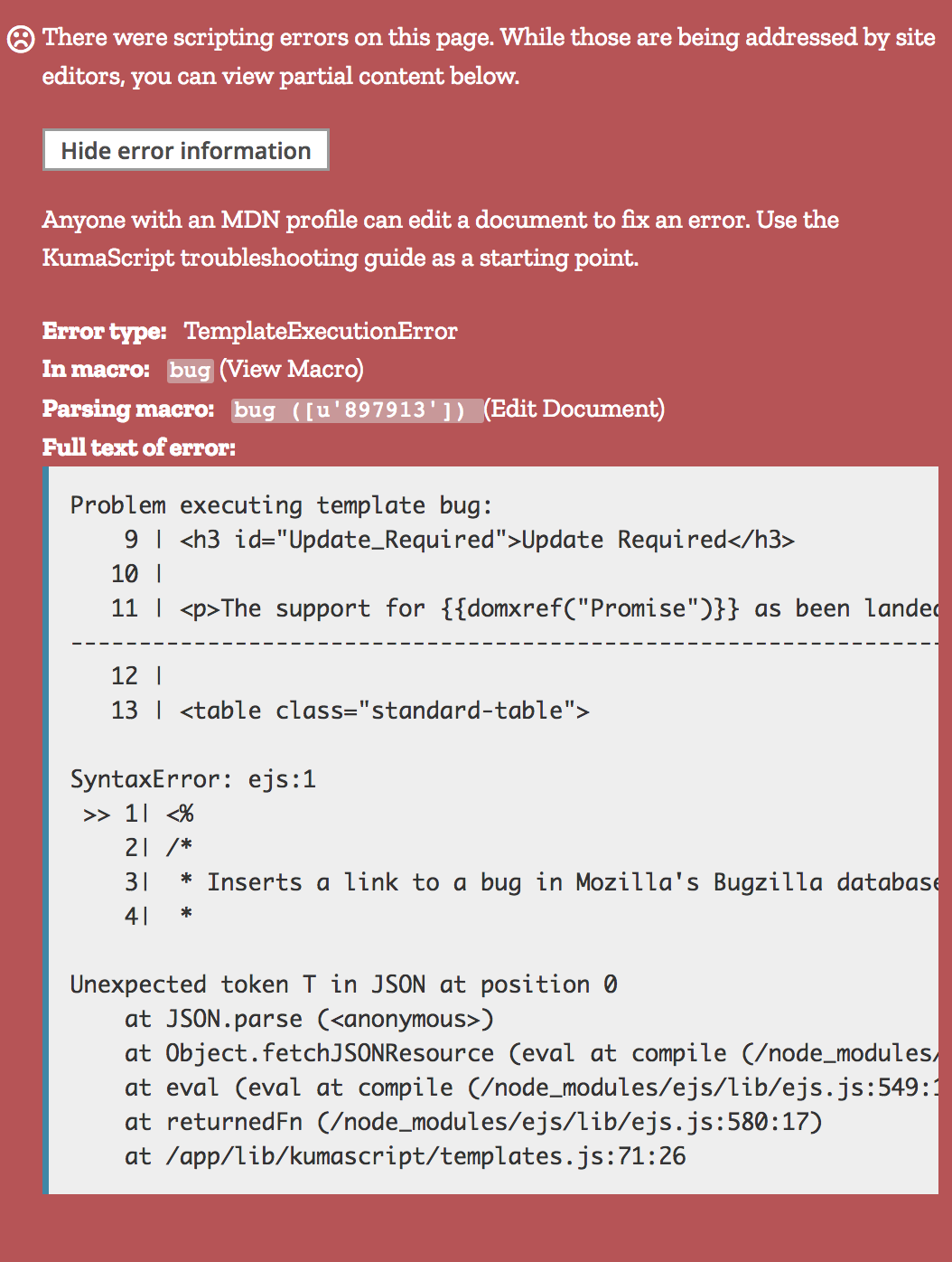 Intermittent errors in {{bug}} · Issue #751 · mdn/kumascript · GitHub