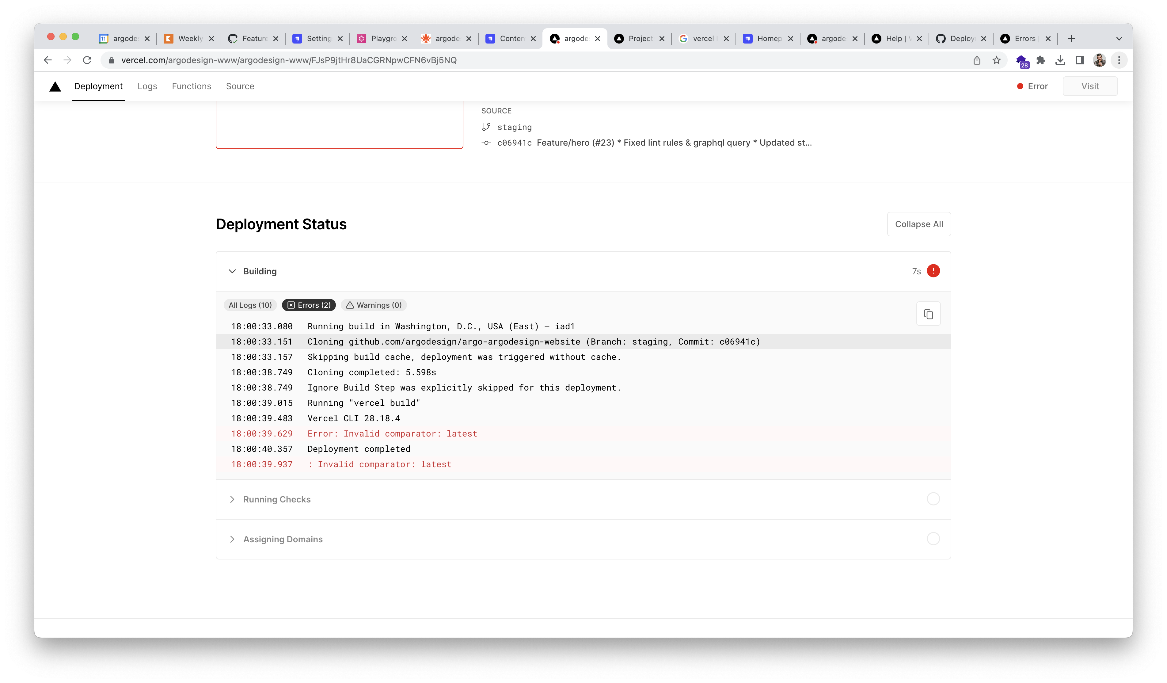 Deployment error - Invalid comparator: latest · vercel community ...