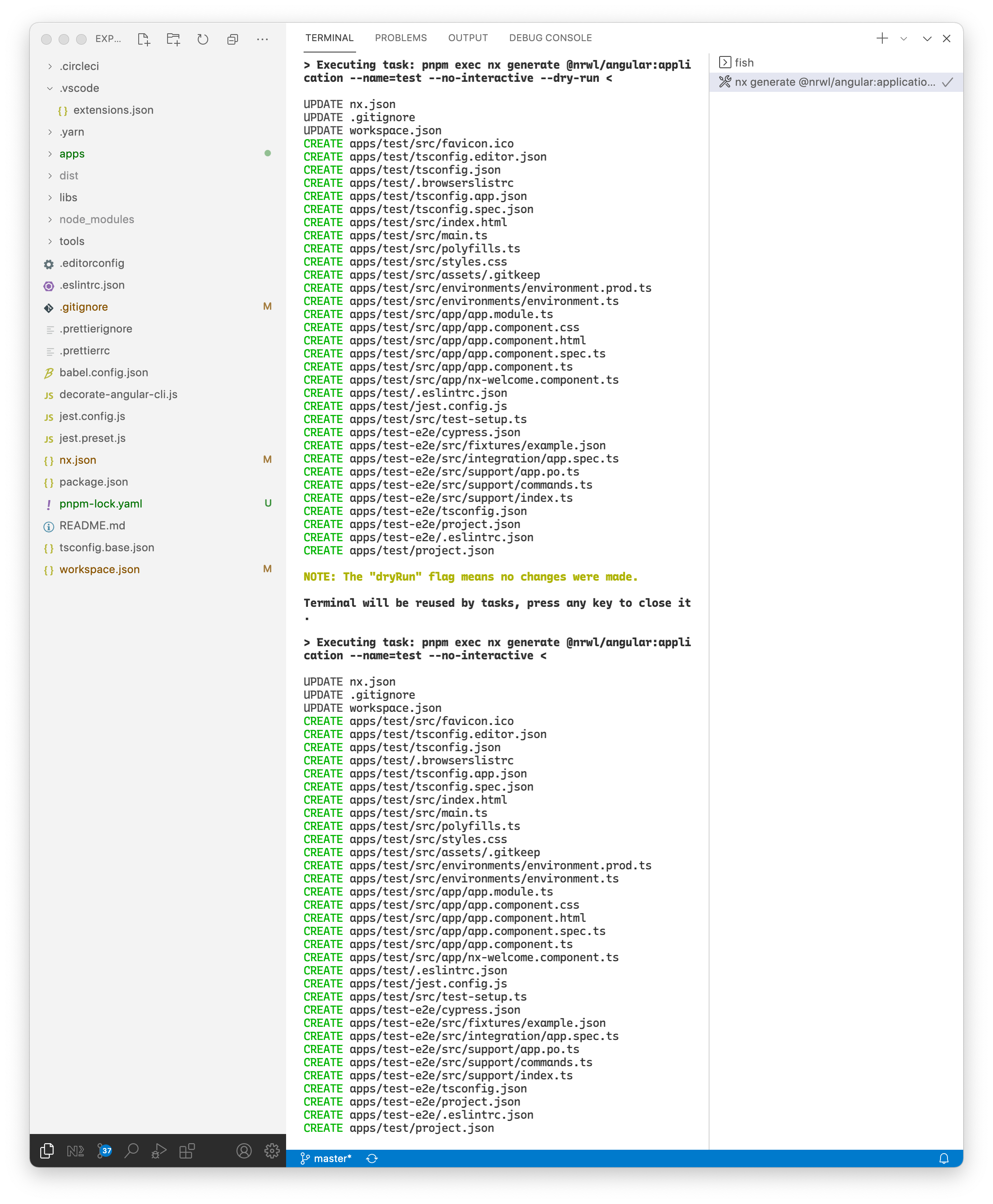 PNPM dryrun does not seem to auto run on terminal · Issue 1193