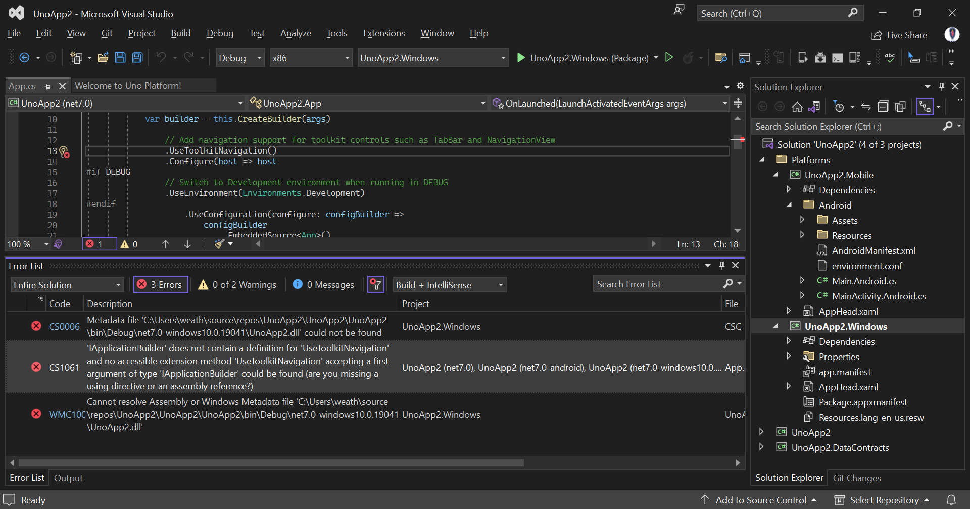 Template 4.8 .UseToolkitNavigation() not found · Issue #4 · unoplatform ...