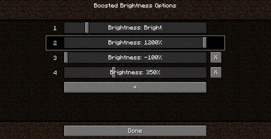 Image of 5 brightness levels in options