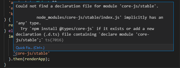 @types/core-js for a dynamic import of 