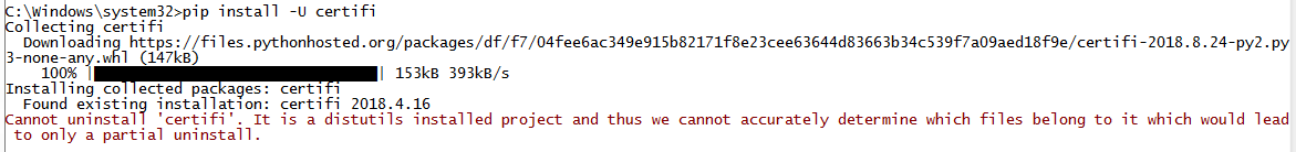certi reinstall fails
