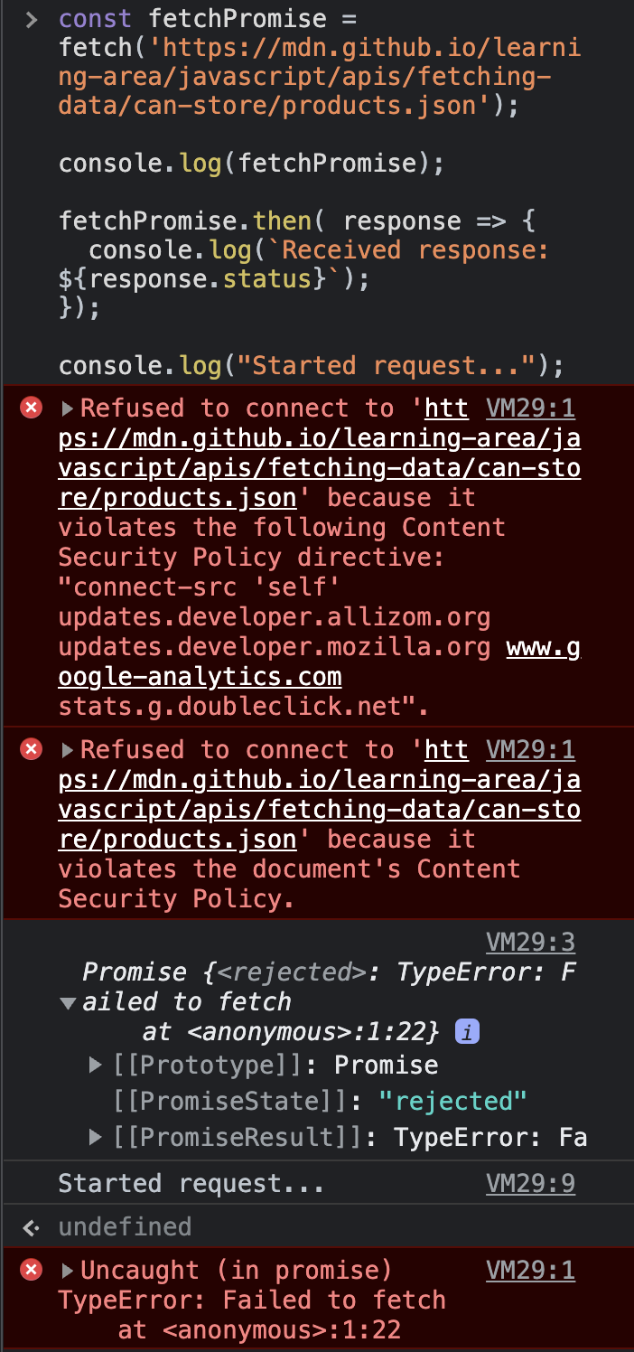 Practice code fails to execute due to Content Security Policy · Issue ...