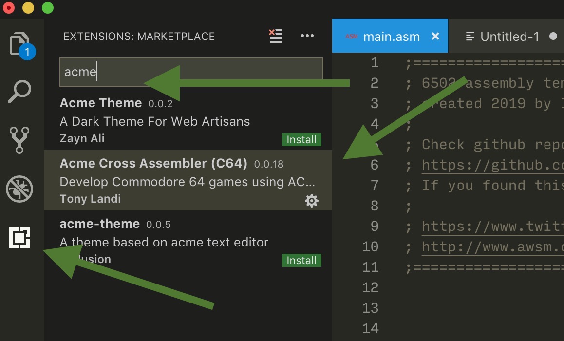 GitHub - Esshahn/acme-assembly-vscode-template: A template for compiling  6502 assembly code with ACME in VSCode