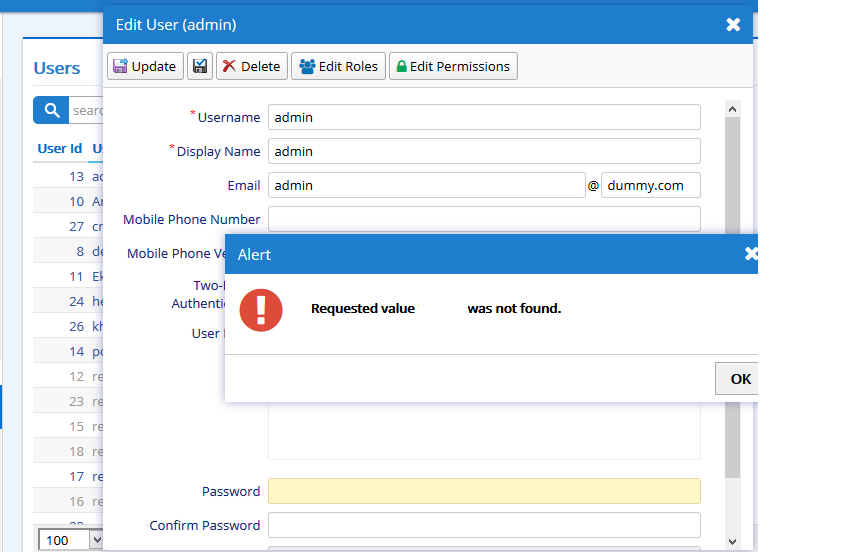 Autorization UserId Requested value 'Taufan' was not found. · Issue ...