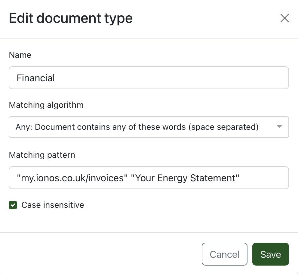 Assign the same Document Type based on multiple ‘Exact’ patterns ...