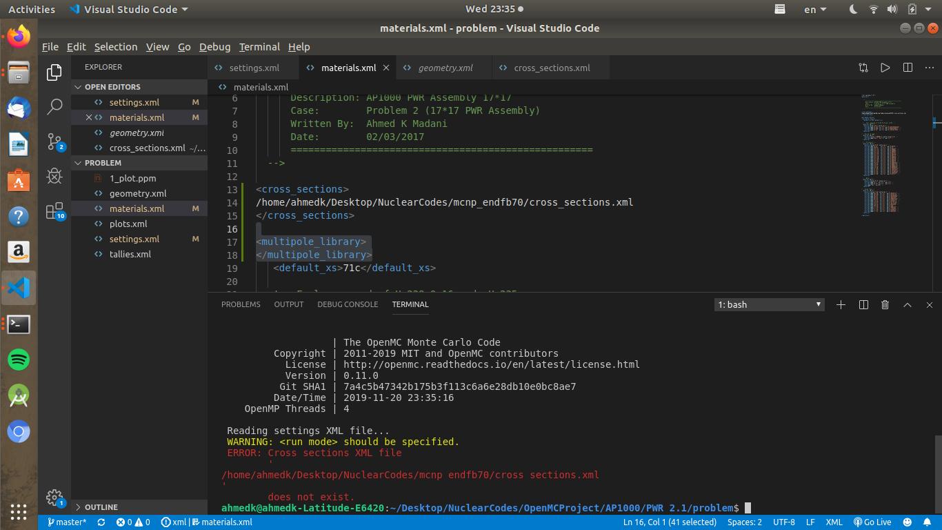 Cross section Configuration v0.11.0 · Issue #1416 · openmc-dev/openmc ...