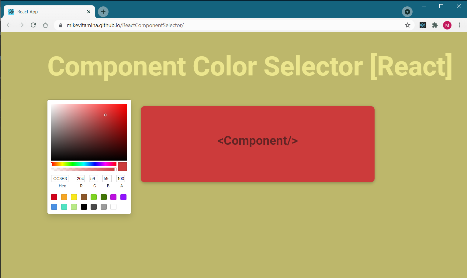 GitHub - miguelangeltm/ReactComponentSelector: Color selector changes ...