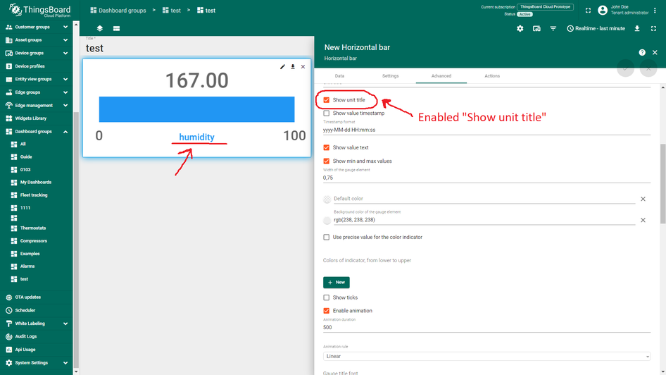 [Bug] Dashboard (Horizontal bar widget): doesn't display the unit title ...