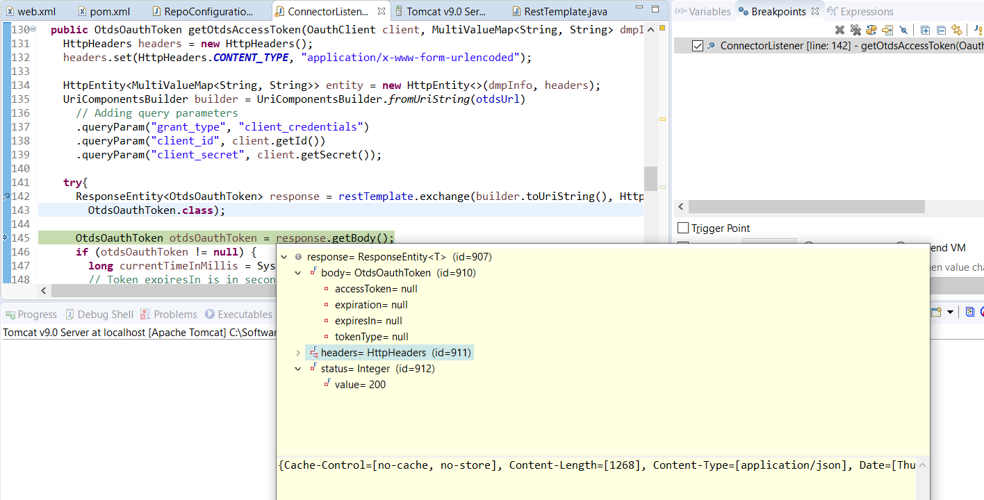 Response Body coming null in Code but coming proper using PostMan