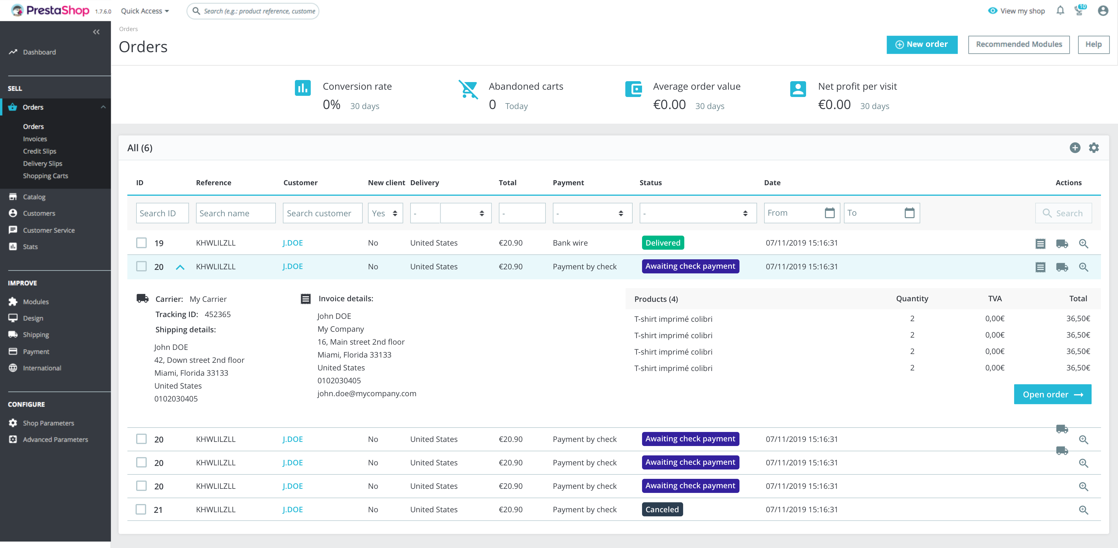 preview list + carrier