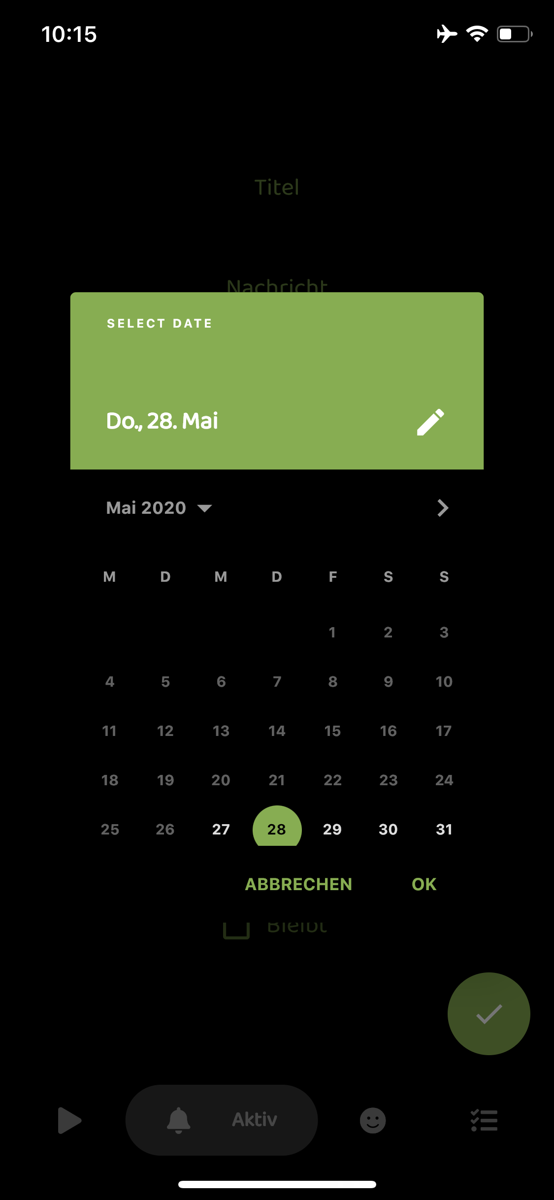 New Datepicker channel Stable Language Always English Manually 