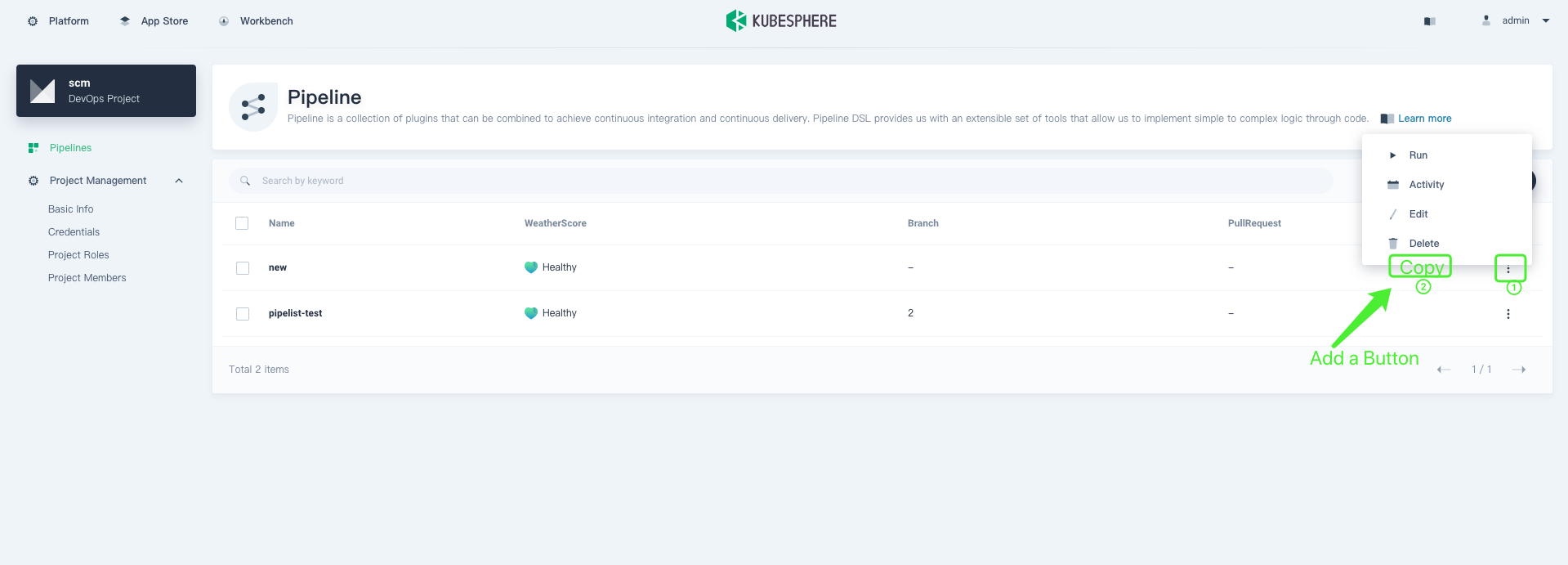 feature:clone pipeline · Issue #3053 · kubesphere/kubesphere · GitHub