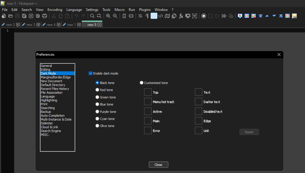 Dark Mode opening file with notepad++ from explorer context menu