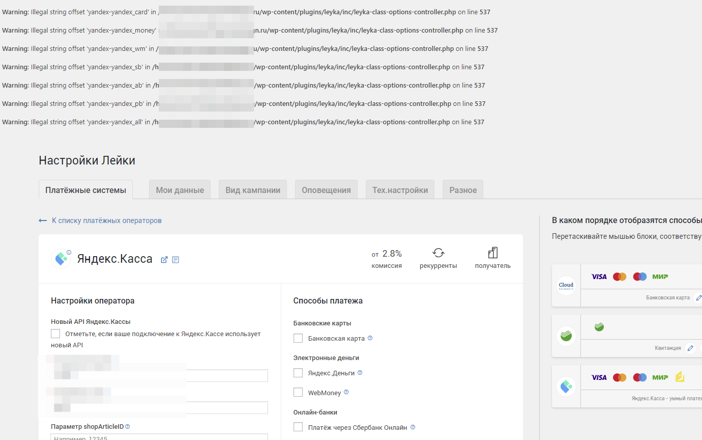 Warning: illegal string offset 'yandex-yandex_card' · Issue #258 ...