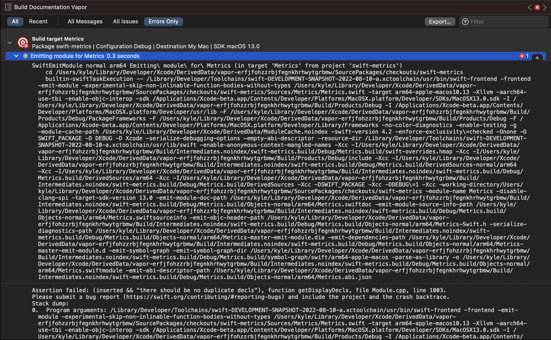 Assertion failed (inserted && "there should be no duplicate decls") · Issue 60878 · apple