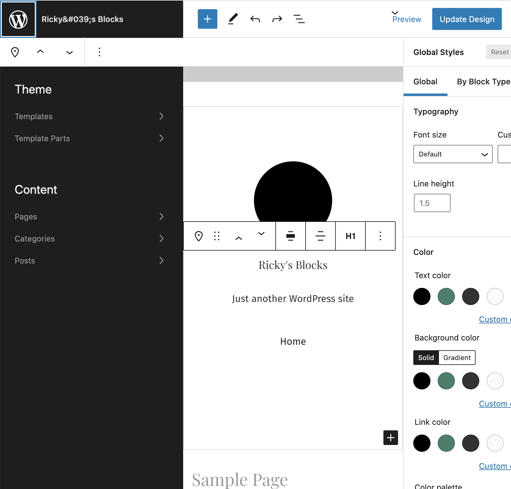 Site editor sidebar zindex issue with wrapped toolbar options · Issue