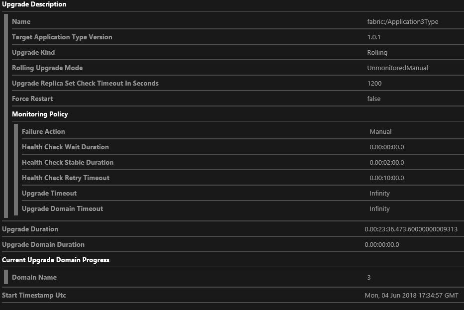 Rollback of Manual Application Upgrade gets stuck in RollbackInProgress