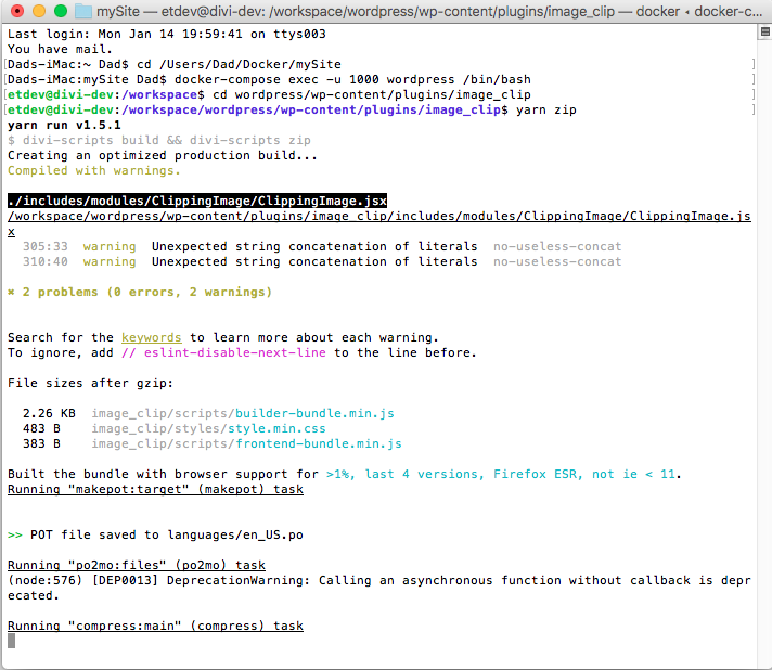 yarn zip fails with "Warning Can not create syncexec directory Use