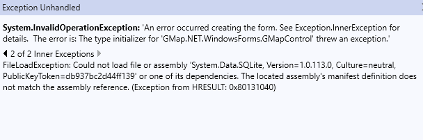 System.Data.SQLite version error · Issue #145 · judero01col/GMap.NET ...