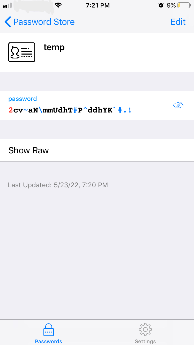 screenshot of decrypted password in testflight build