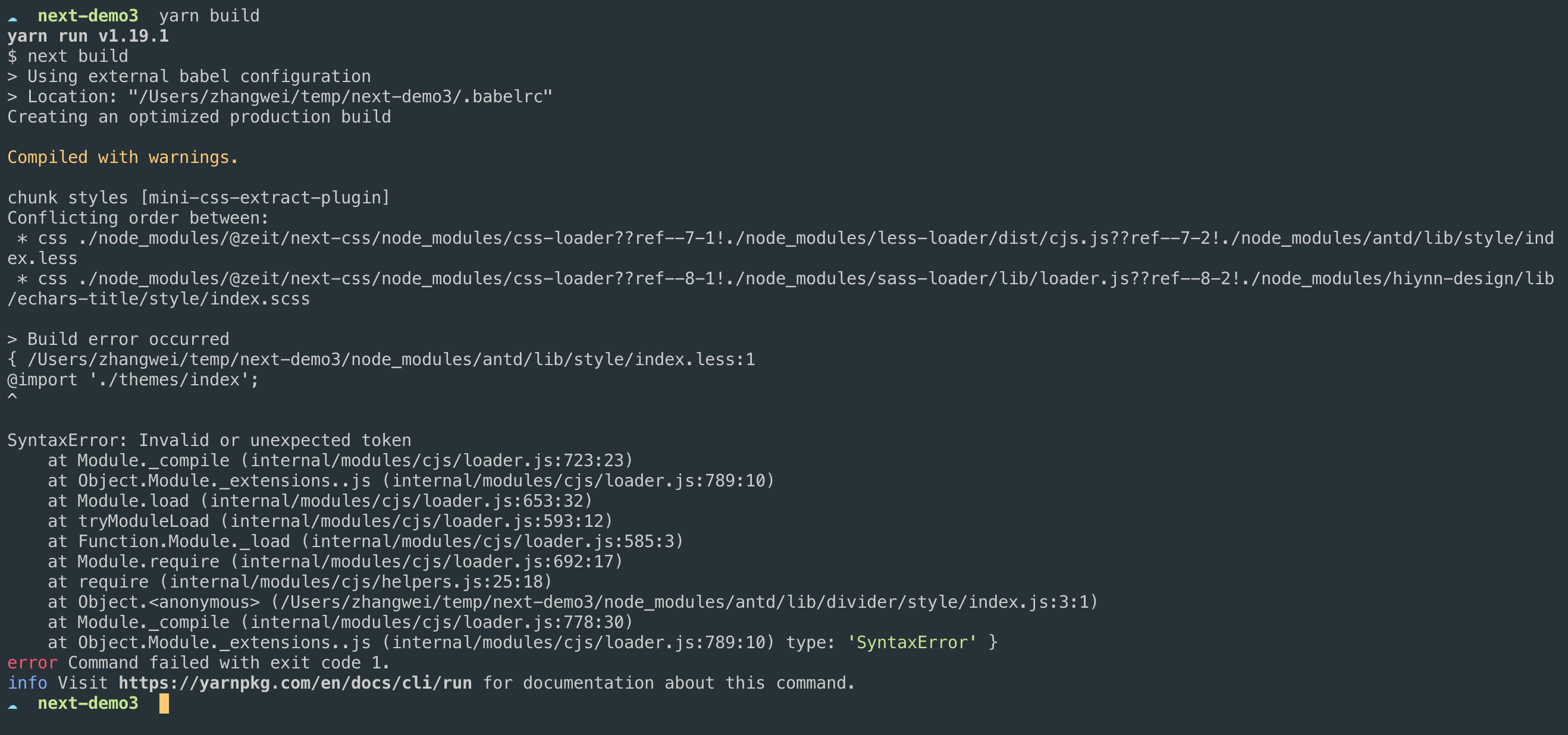 SyntaxError: Invalid or unexpected token · Issue #587 · vercel/next ...