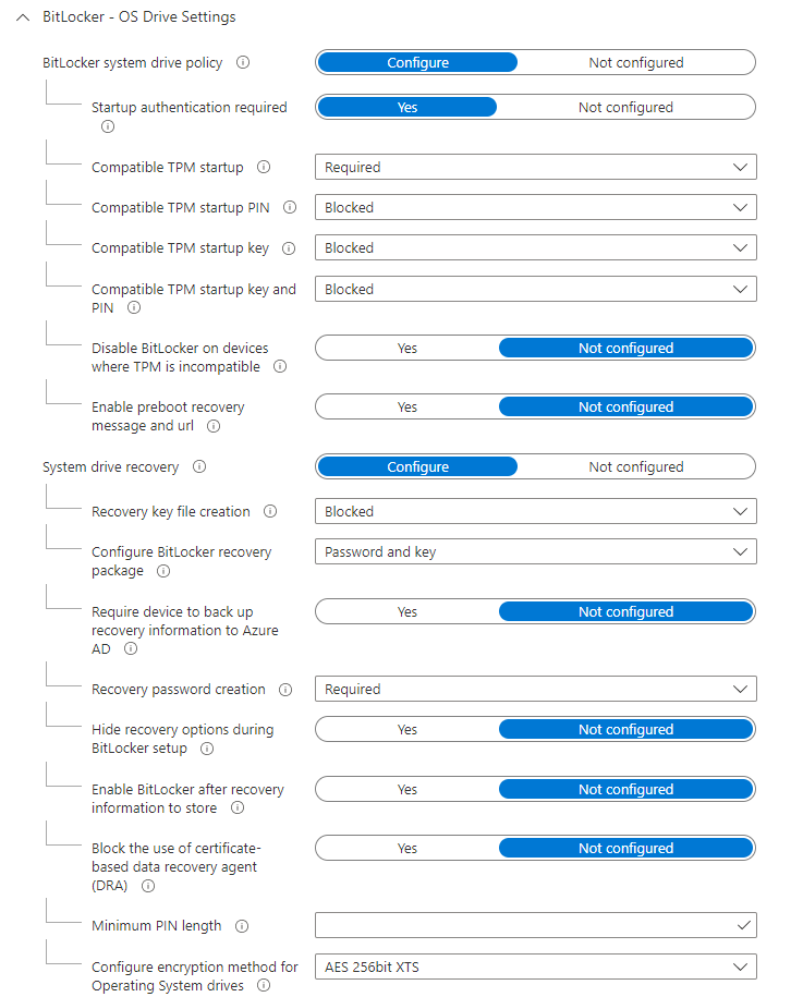 BitLocker Endpoint Security disk encryption profile.
