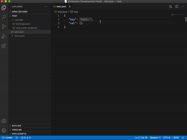Typing doesn't trigger snippets in JSON string · Issue #110058 ...