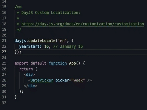 DatePicker component does not support changing yearStart with DayJS ...
