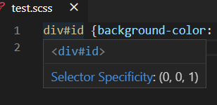 [scss] Selector of element with id (div#id) not correctly identified ...