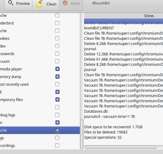 files not deleted (permission denied) by Bleachbit [user], but ...