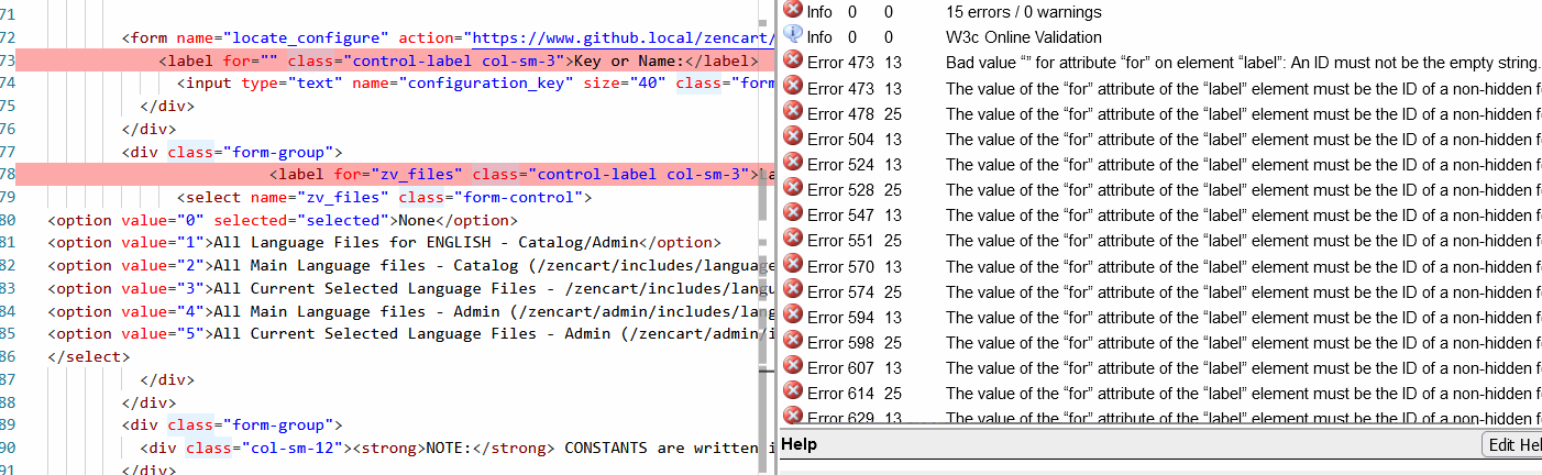 Developers Toolkit html validation errors · Issue #5540 · zencart ...