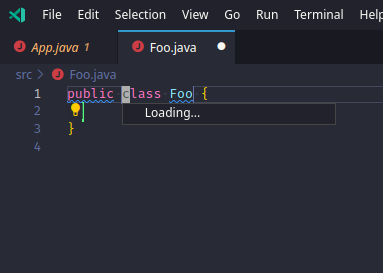 right-click to create new java file, type option stuck on loading ...