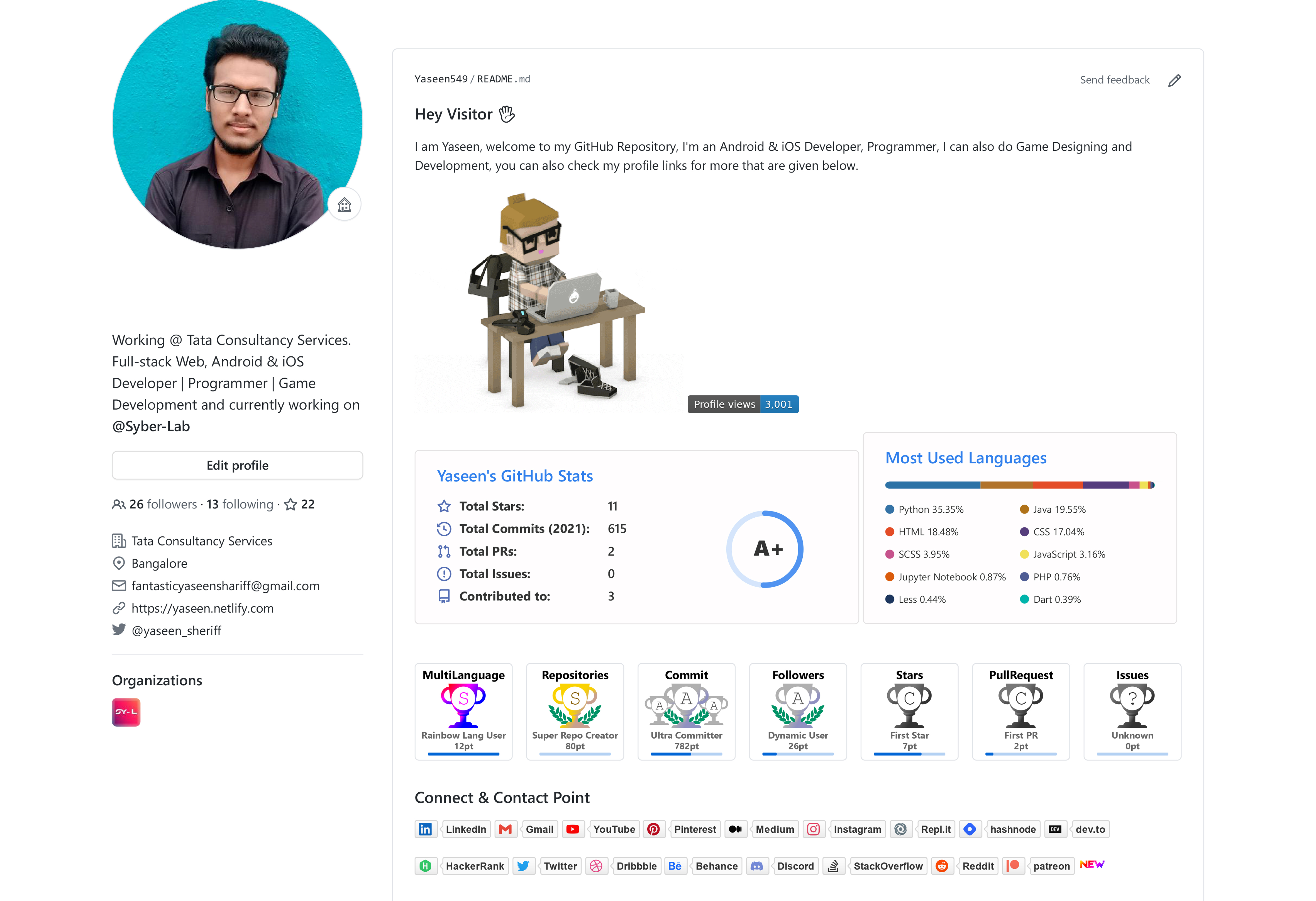 GitHub profile of {{ name }}