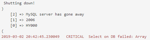 Select on DB failed - MySQL server has gone away · Issue #587 ...