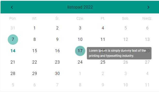 IgxCalendar make it possible to edit days like with igxCalendarHeader ...